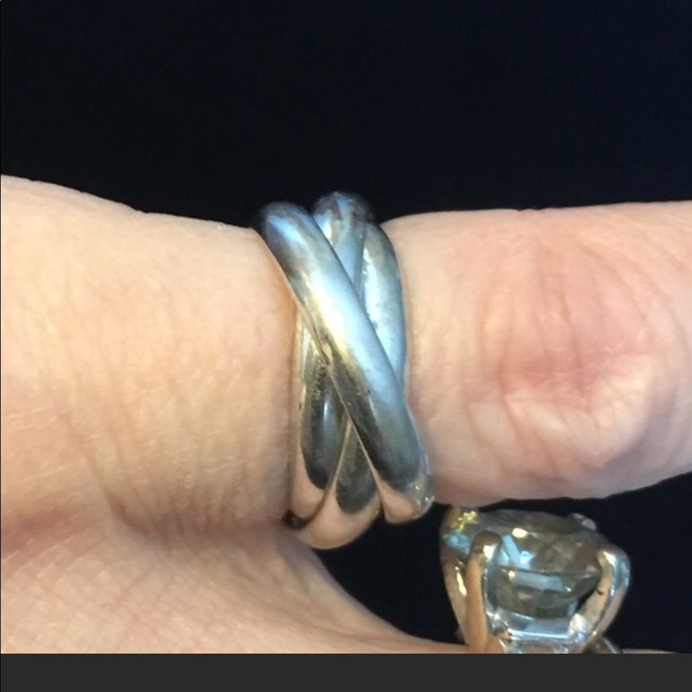 Sterling Three Band Ring Gem